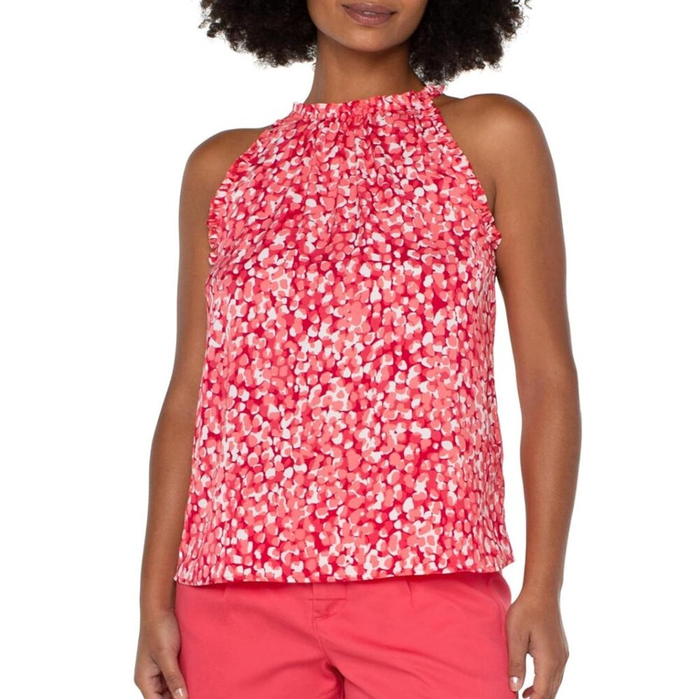 Liverpool Sleeveless Halter Top with Ruffles